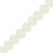 Top Glasfacett rondellen Perlen 8x6mm White pearl shine coating